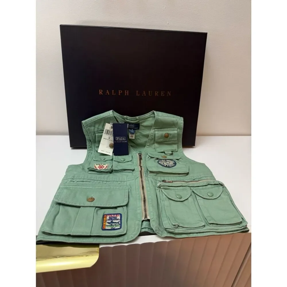 Polo Ralph Lauren Boys Size 6 Mint Green Key West Fishing Utility Vest NWT Rare